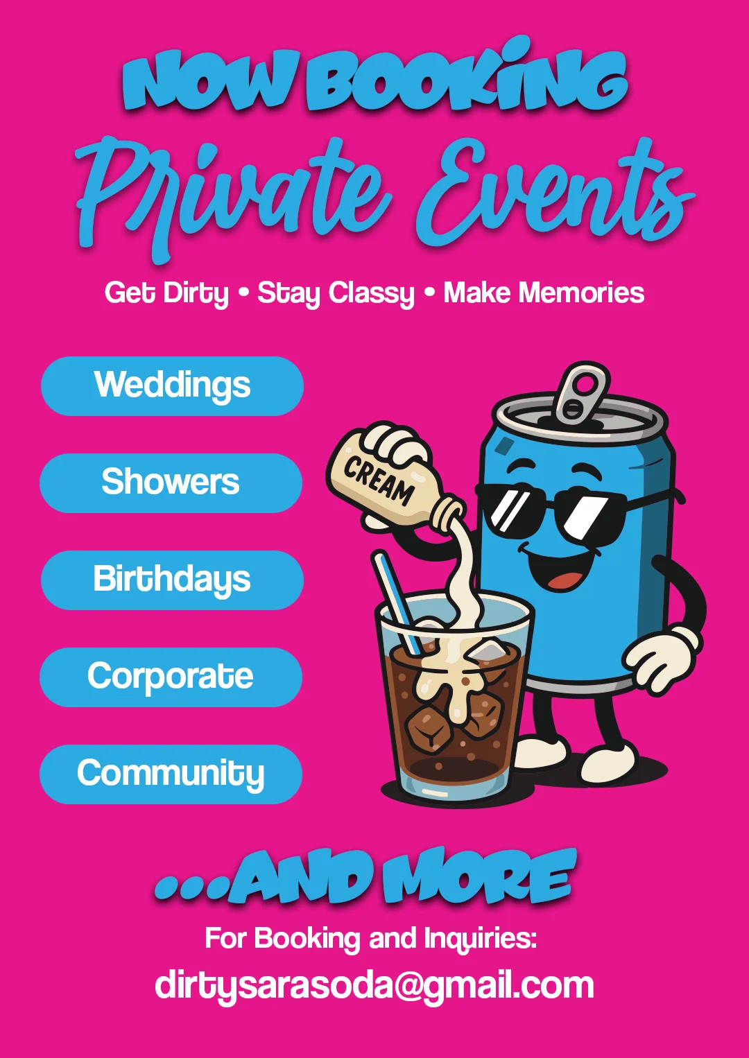 Dirty Sara-Soda event social media post