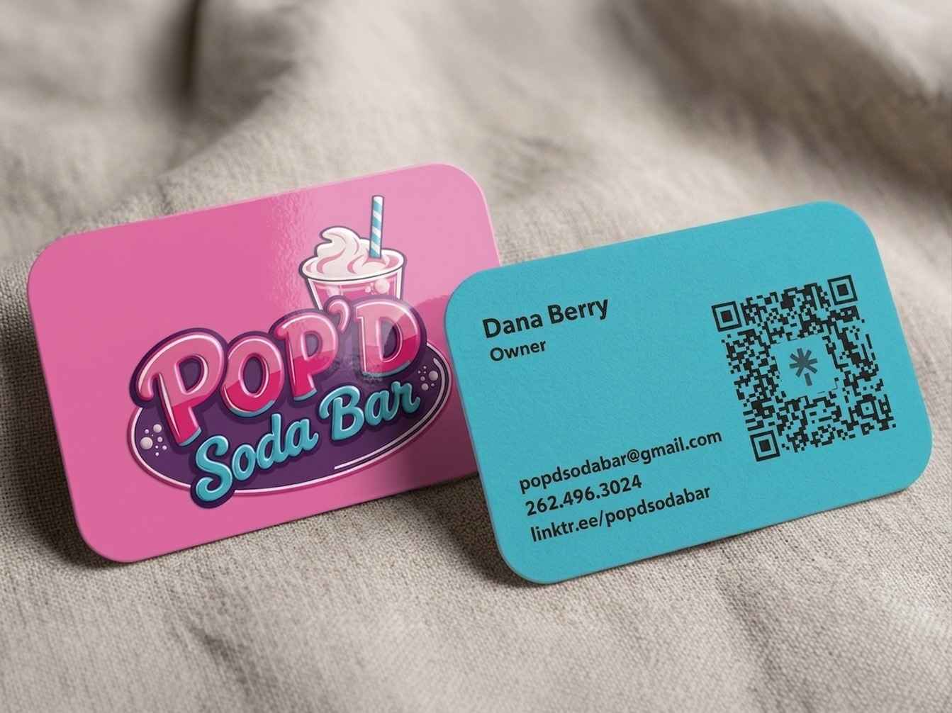 Pop'd Soda Bar business cards